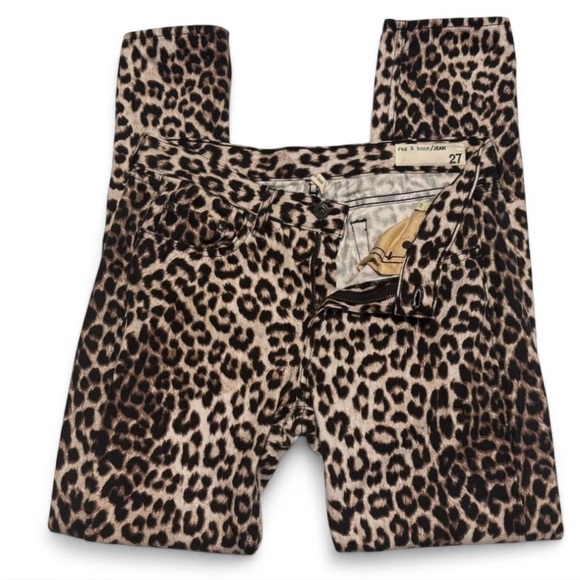 rag & bone Women's 27 Boyfriend Jean Straight Leg Leopard Print Mid Rise - Picture 3 of 8